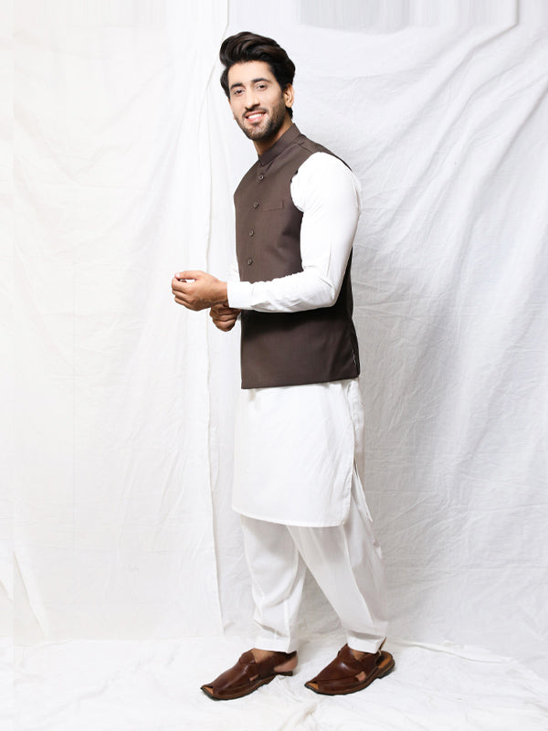 Men's Plain Waistcoat Dark Brown