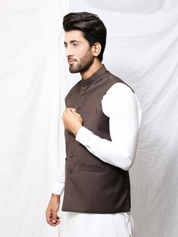 Men's Plain Waistcoat Dark Brown