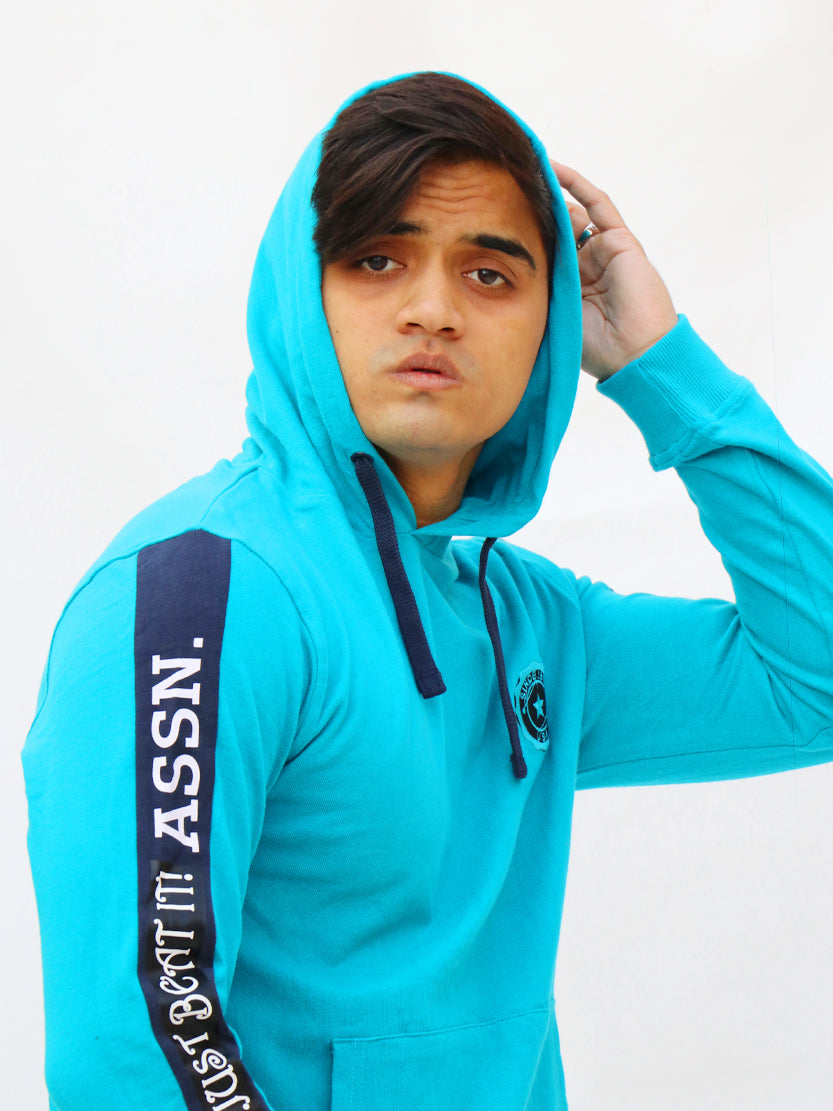 Men's Pullover Hoodie ASSN Aqua Blue