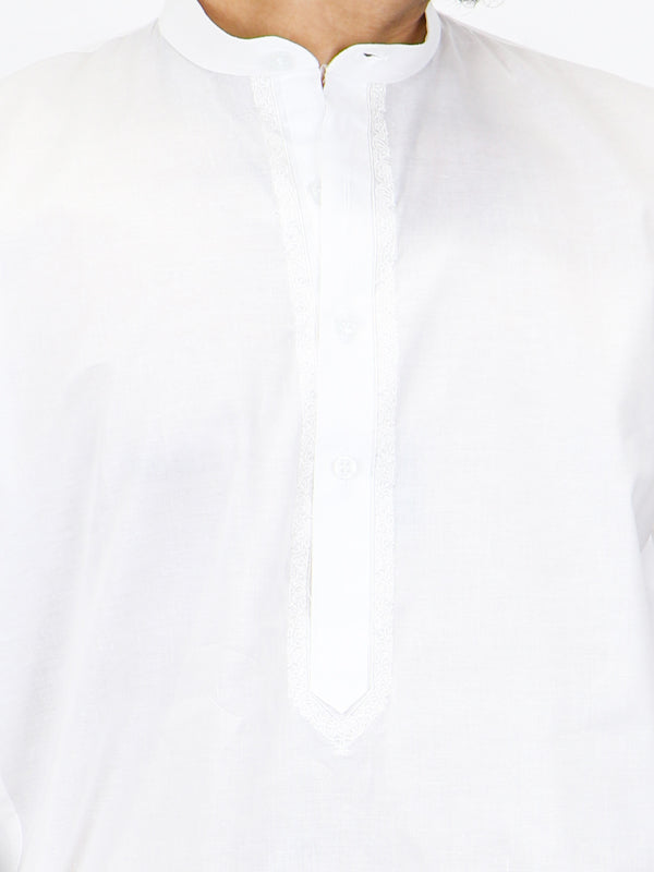 M-AFZL 100% Premium Cotton Kurta Sherwani Collar for Men White
