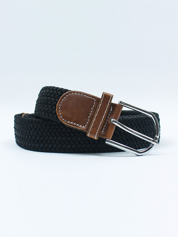 Elastic Woven Stretch Belt For Men Black MB02