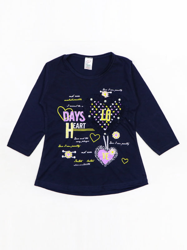KG Girls Full Sleeve T-Shirt 3.5Yrs - 9Yrs Love Dark Blue
