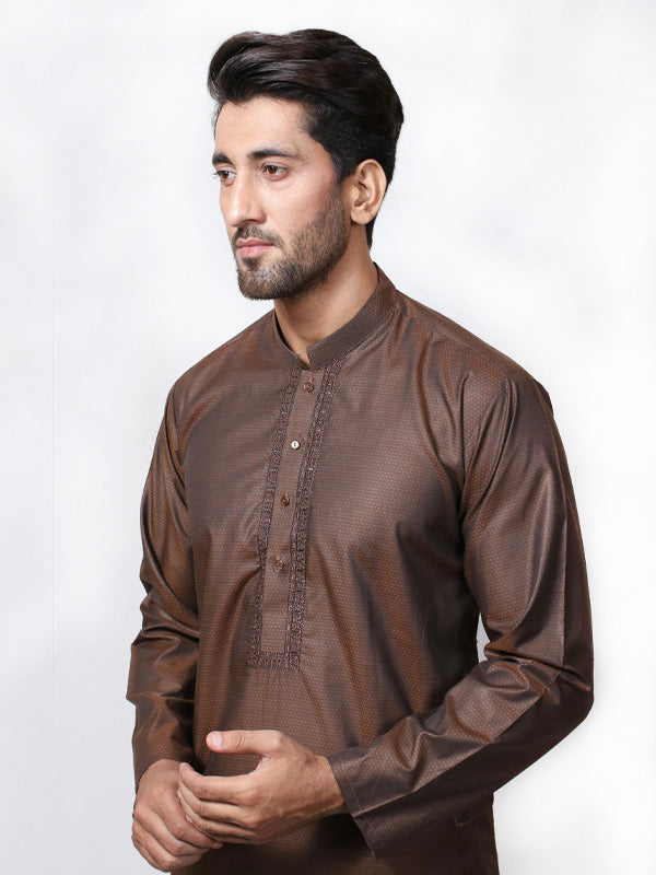 AM 002 Men's Chambray Kurta Brown