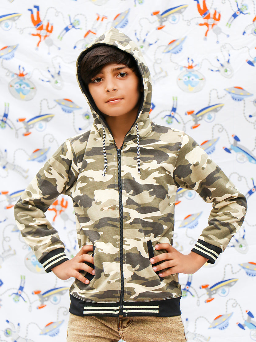 Kids Upper 5 Yrs - 10 Yrs Textured Army Light Brown