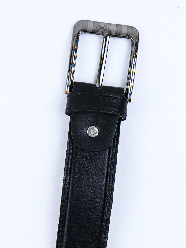 Faux Leather Belt for Men Textured Black