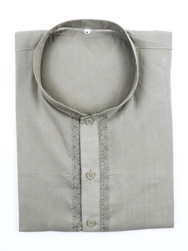 100% Premium Cotton Kurta Sherwani Collar for Men Dust Brown
