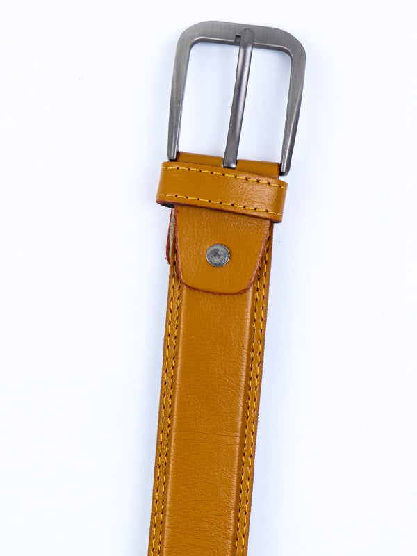 Faux Leather Belt for Men Light Textured Tumeric MB36