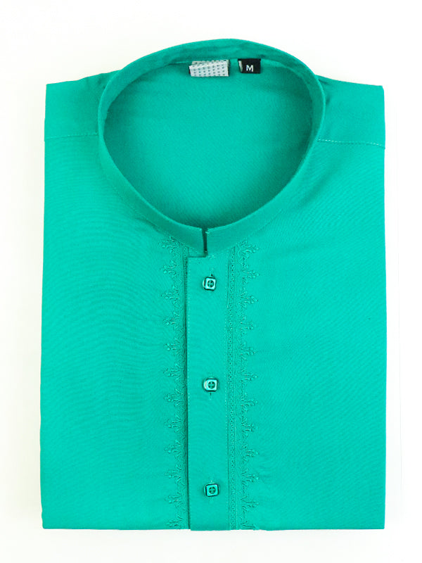 AM Men's Festive Embroidery Kurta Sea Green
