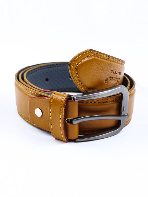 Faux Leather Belt for Men Light Textured Tumeric MB36