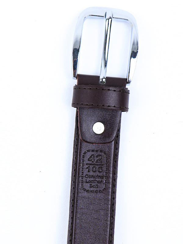MB10 Faux Leather Belt for Men Dark Brown