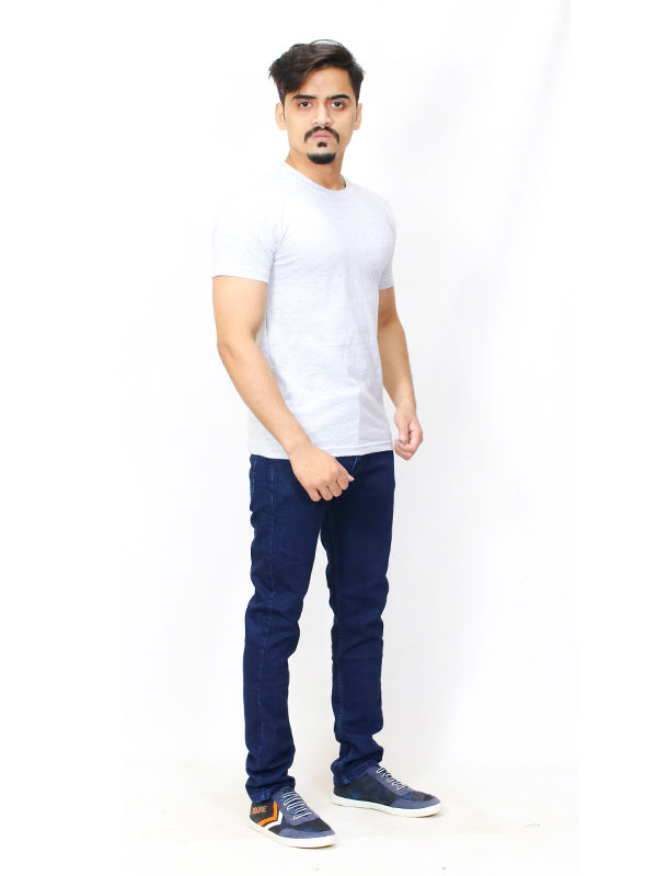 M Men's Plain Crew Neck T-Shirt G White