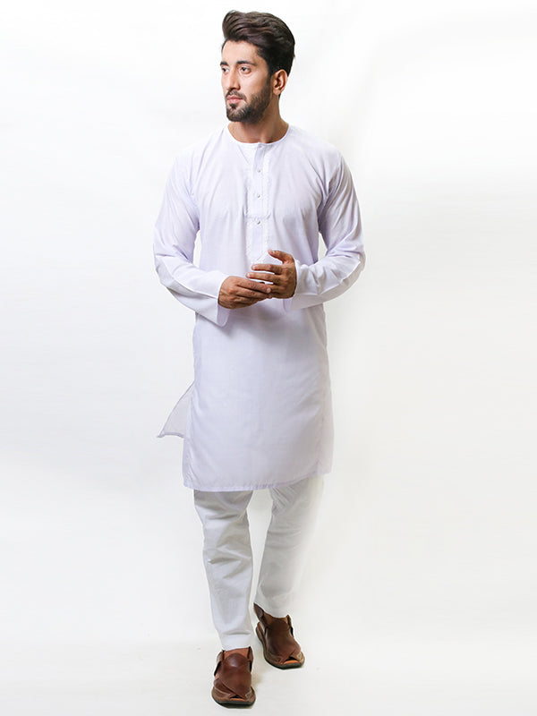 Malmal Kurta Magsi Collar for Men White