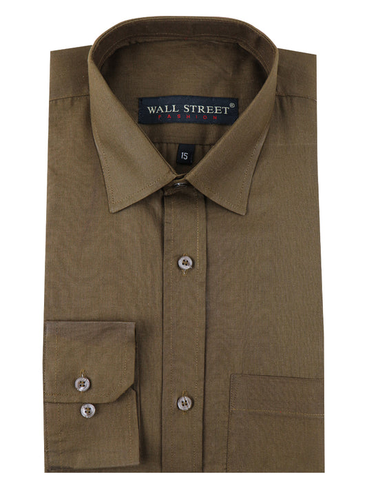 AZ Men's Formal Dress Shirt Plain Light Brown