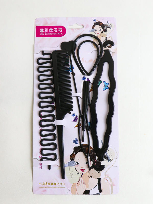6 Pc Hairstyle Braiding Tools Pull Through Hair Needle Hair Dispenser Disc Braid Styling Hairpins Hairstyle Clips Black