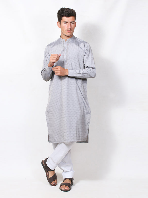 B.A Men's Chambray Kurta Cuff Grey
