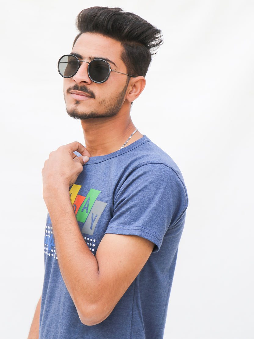 Men's Graphic Printed Tee Holiday B'dazzled Blue
