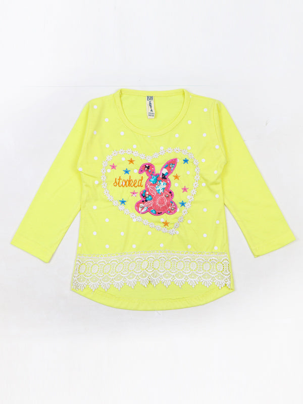 BH Girls Full Sleeve T-Shirt 7Yrs Stooked Yellow