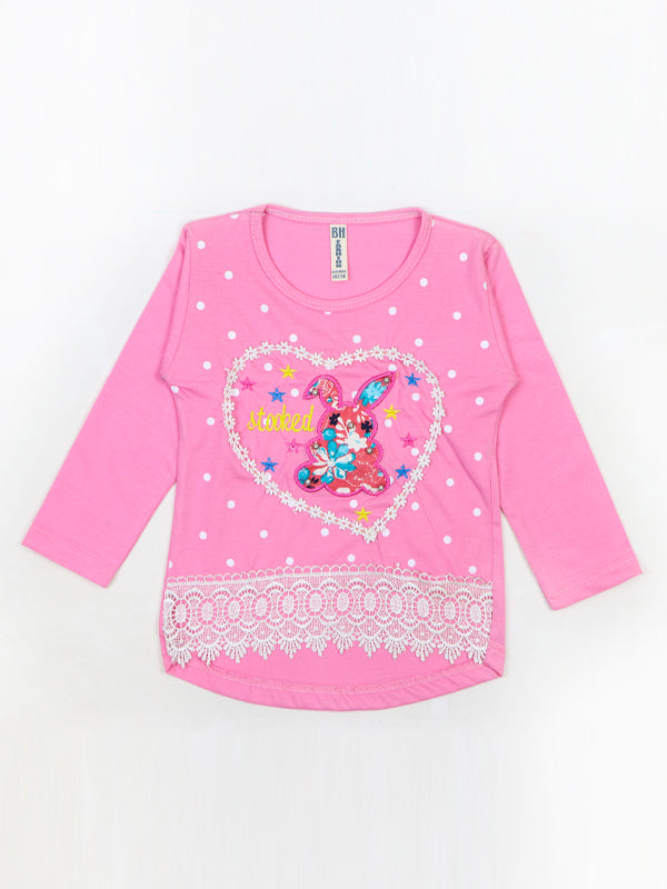 BH Girls Full Sleeve T-Shirt 7Yrs Stooked Pink