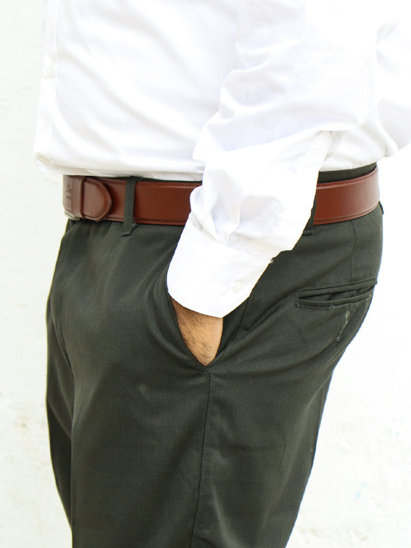 MWF06 Men's Wrinkle-Free 100% Cotton Trouser Dark Green