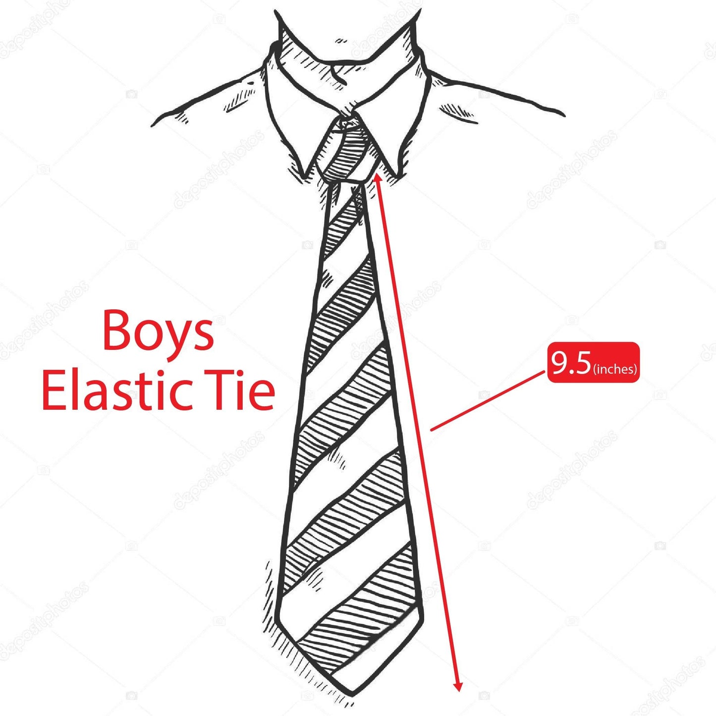 Boys Elastic Tie 9.5 Inches Crimson