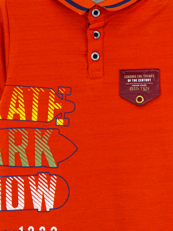 AJ Boys Polo T-Shirt 2.5 Yrs - 8 Yrs Best Dark Orange