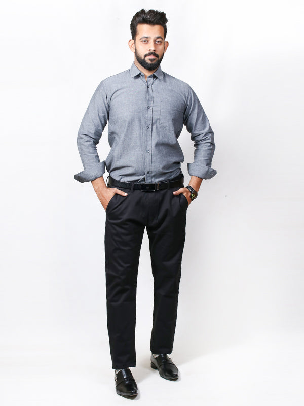 Men's Chambray Formal Dress Shirt D Grey