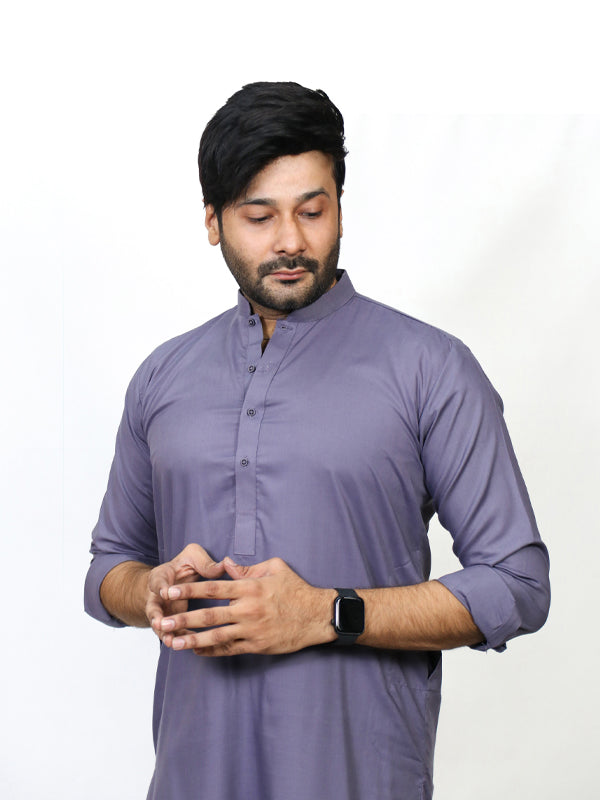 828/1 Men's Kameez Shalwar Stitched Suit Dark Purple 10
