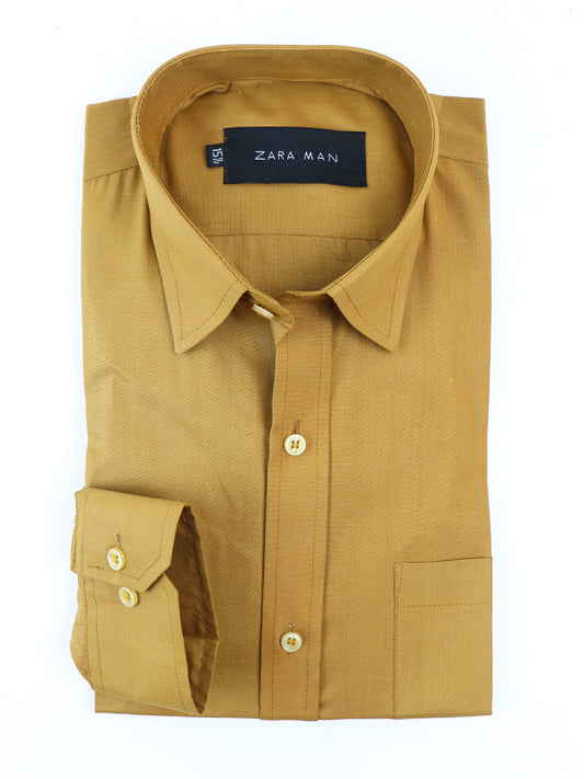 AZ Men's Formal Dress Shirt Plain Mustard MFS374