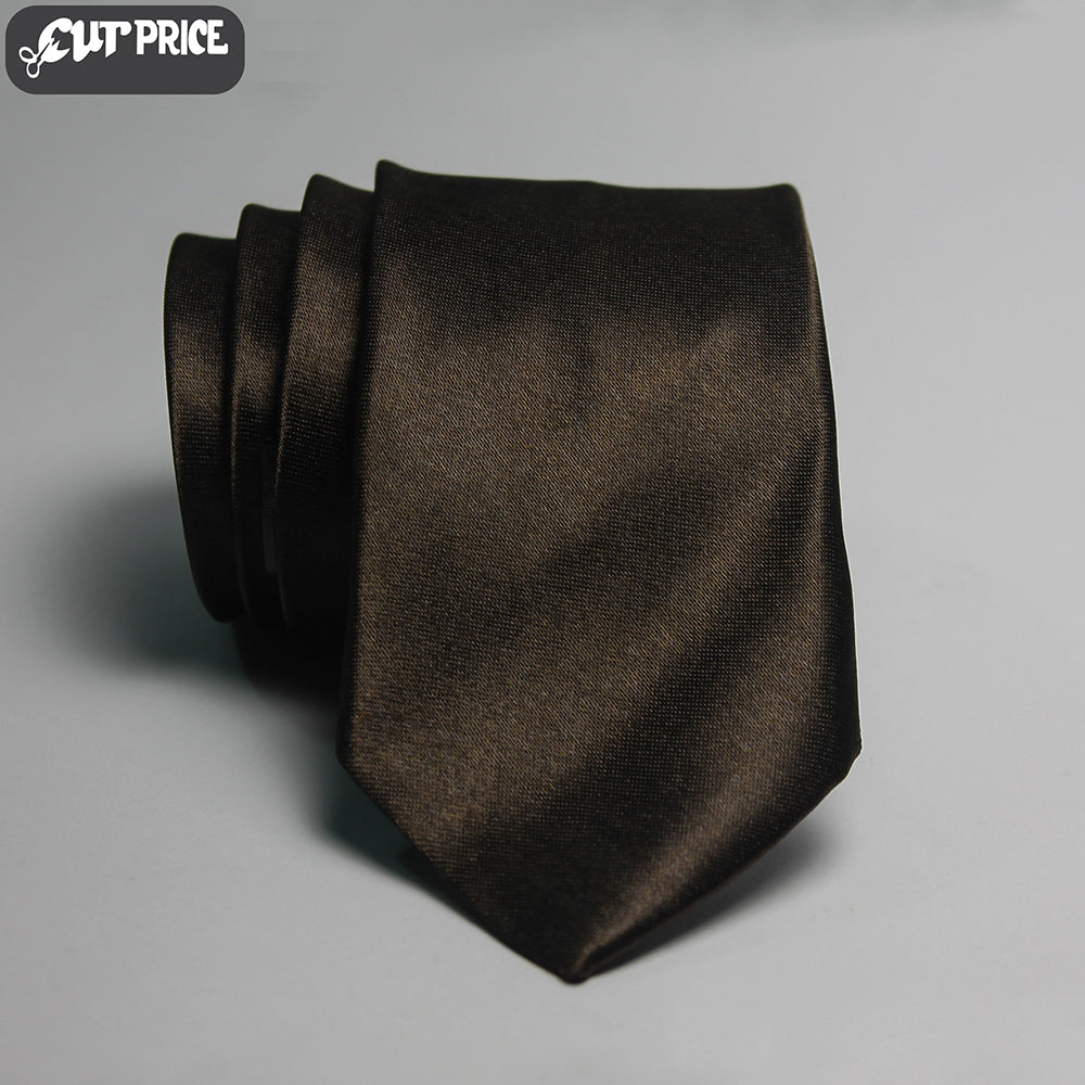 Pencil Tie Thin Formal Party Wear Brown Dark
