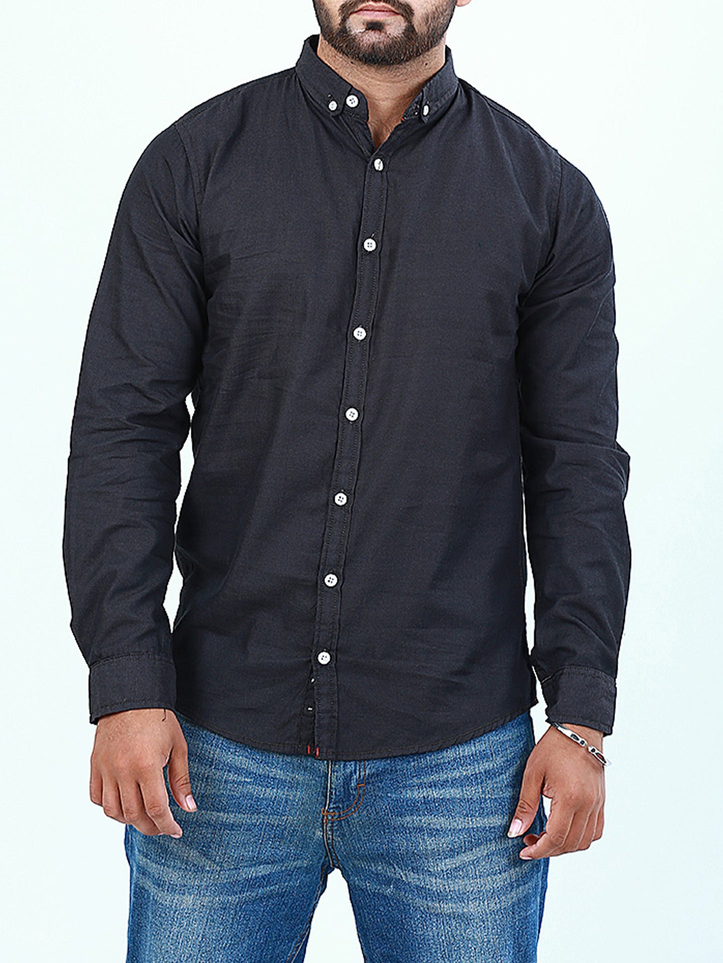 Men's Chambray Casual Shirt Black