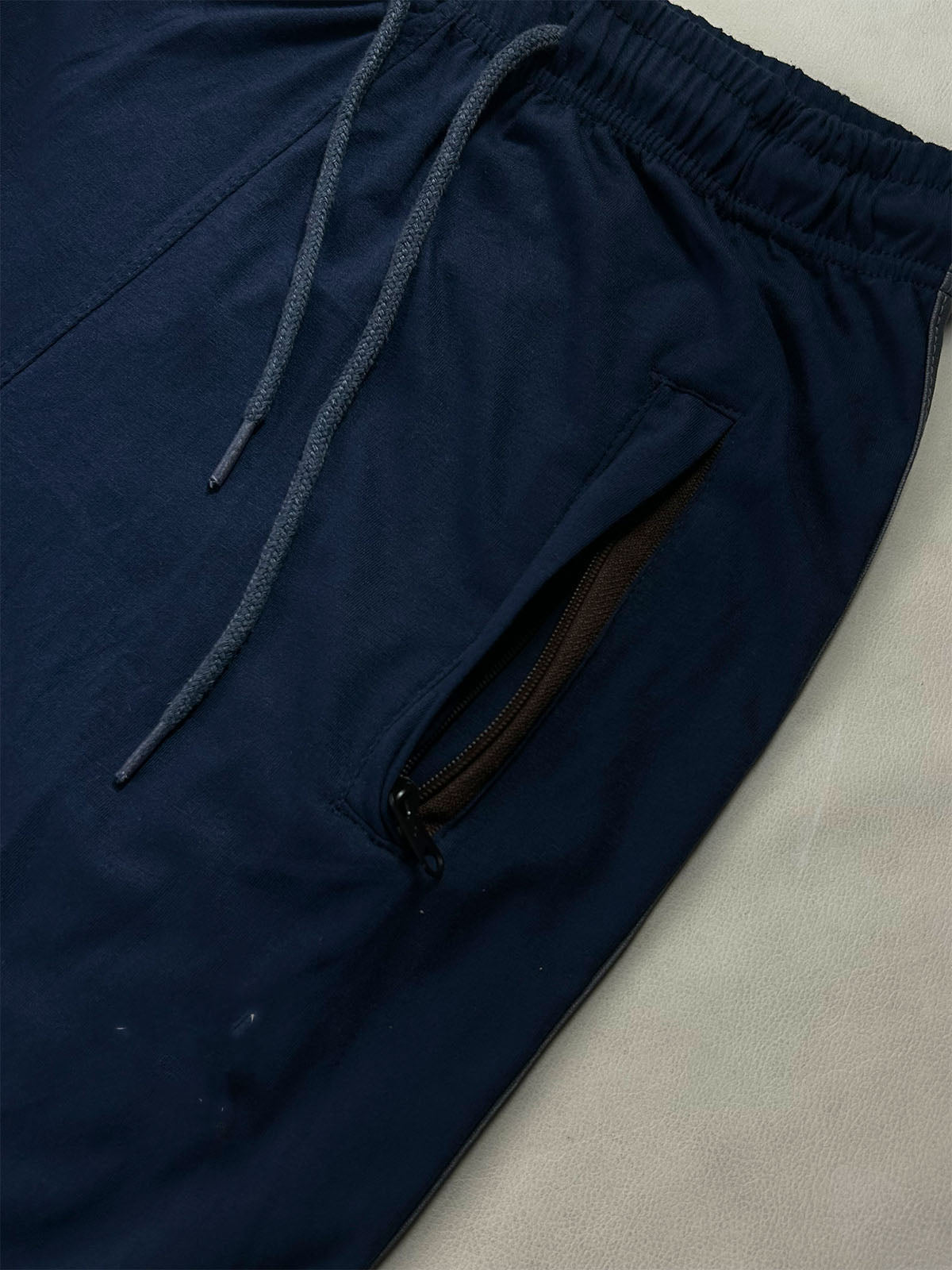 Navy Blue Double Stripe Jersey Trouser For Men MT253