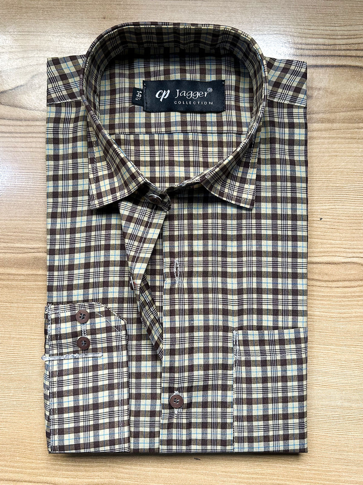 MFS680 Brown Checks Formal Dress Shirt For Men