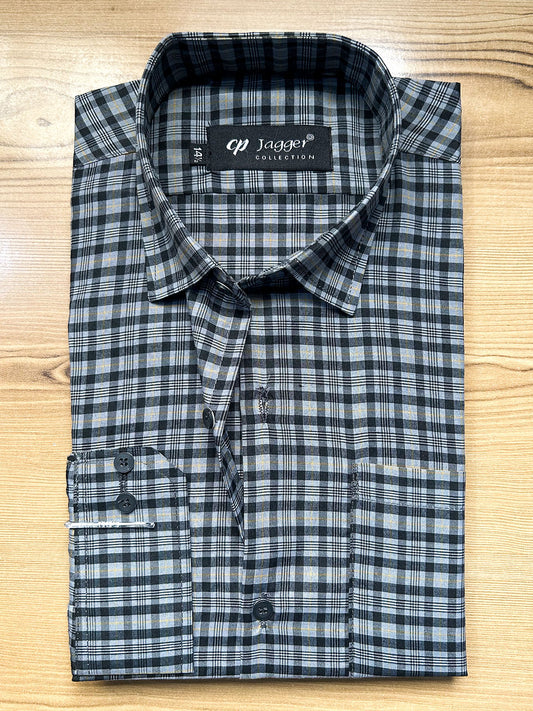 MFS683 Y Grey Checks Formal Dress Shirt For Men