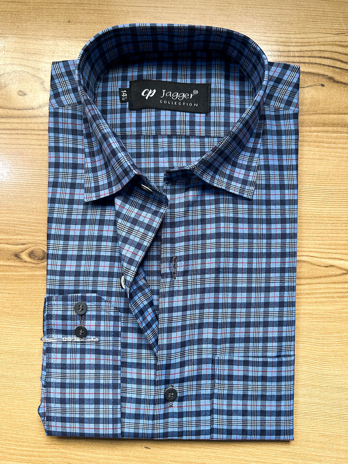 MFS685 Blue Check Formal Dress Shirt For Men