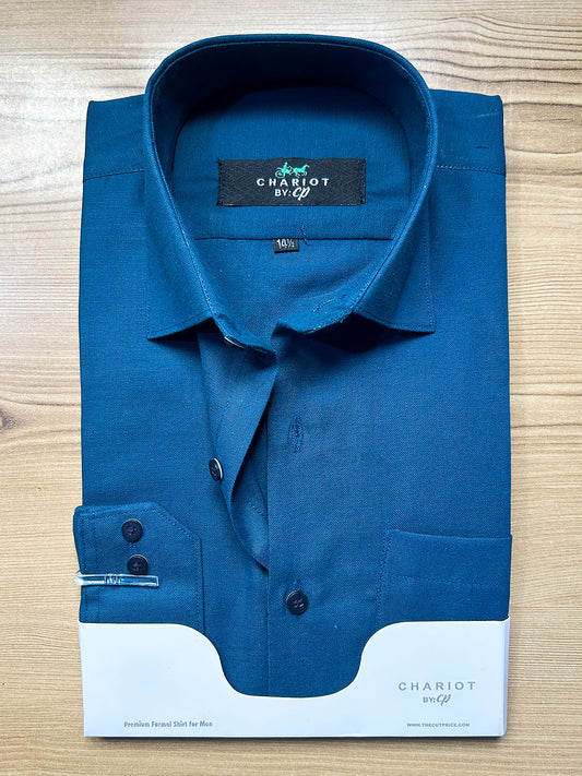 MFS679 Sea Blue Chambray Formal Dress Shirt For Men