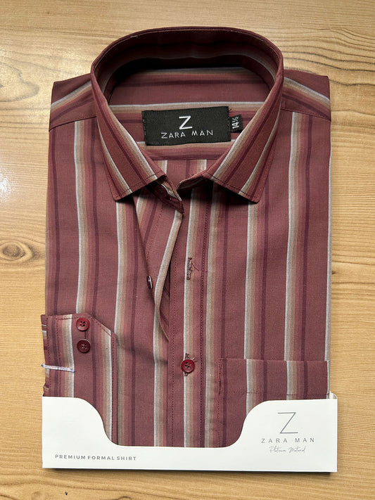 MFS674 Red Lines Formal Dress Shirt For Men