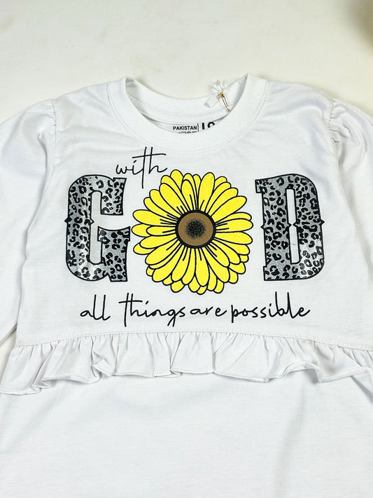 3Yrs - 8Yrs God White T-Shirt For Girls GTS150