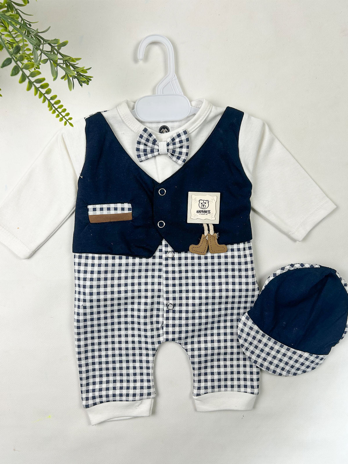 0Mth - 3Mth Navy Blue Romper For Newborn NBR166
