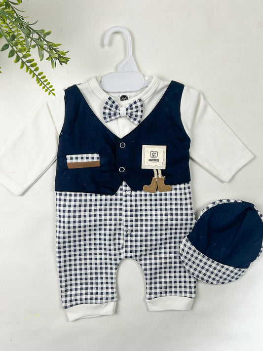 0Mth - 3Mth Navy Blue Romper For Newborn NBR166