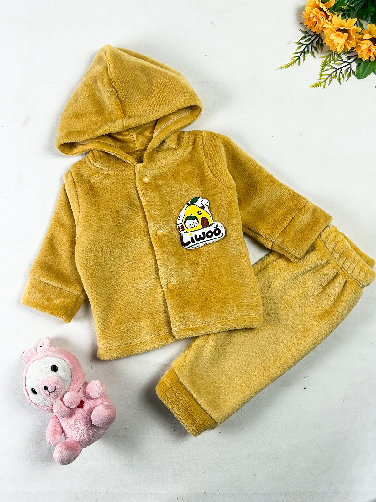 0Mth - 3Mth Liwoo Yellow Fleece Baba Suit For Newborn NBS860
