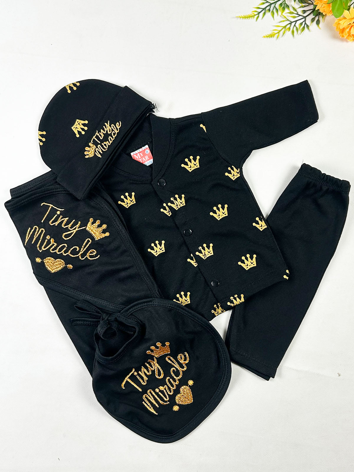 0Mth - 3Mth TM Black 5Pcs Gift Set For Newborn NBGS423