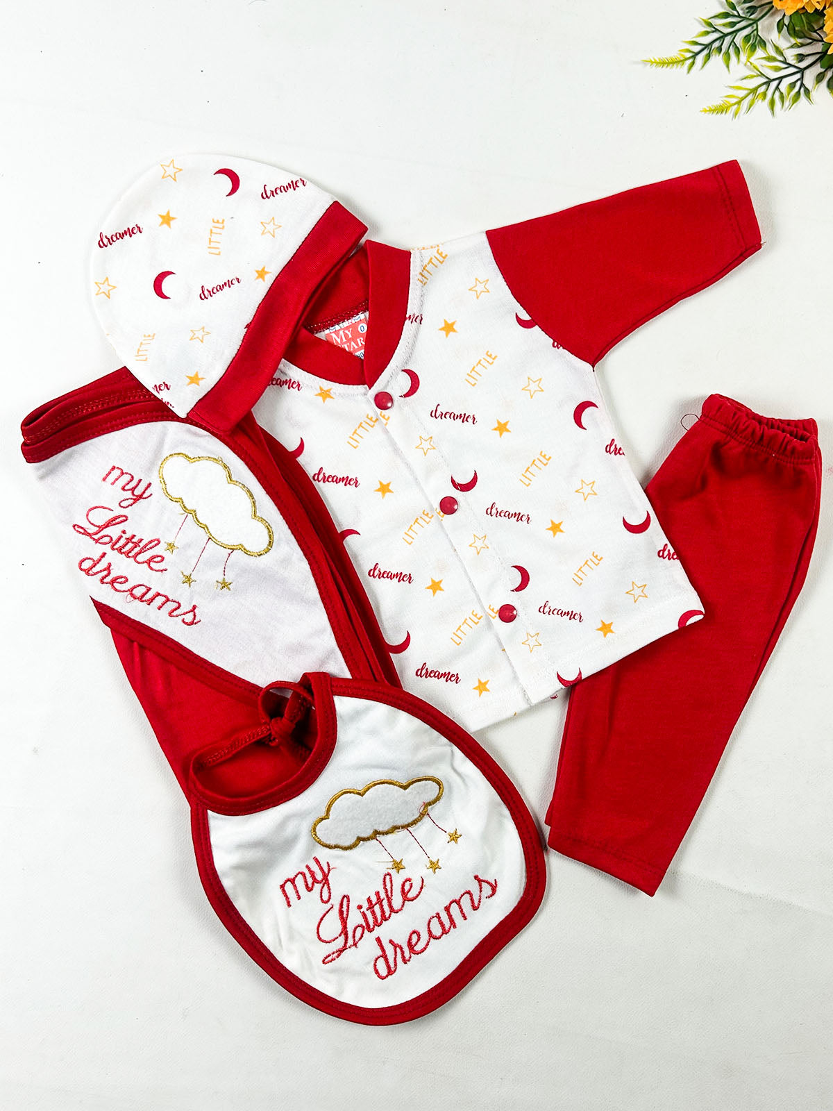 0Mth - 3Mth Little Dreams Red 5Pcs Gift Set For Newborn NBGS422