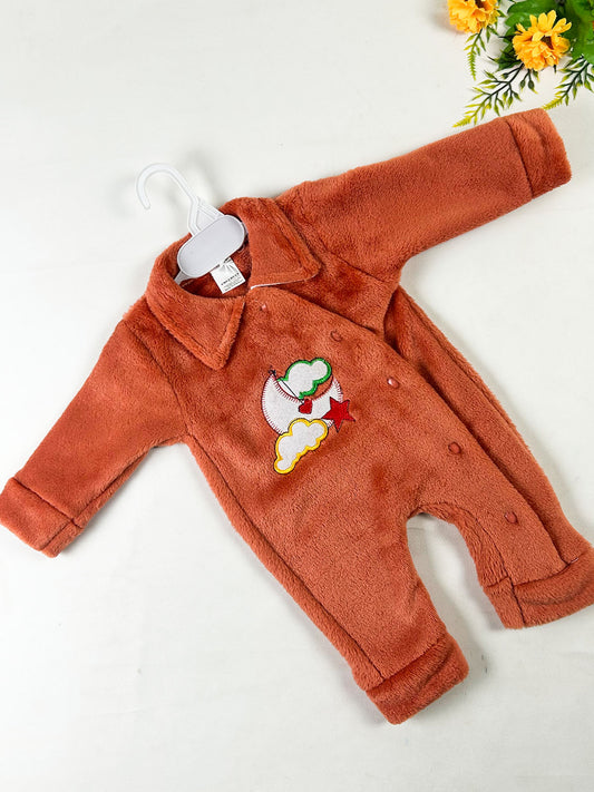 0Mth - 3Mth Orange Fleece Romper For Newborn NBR174