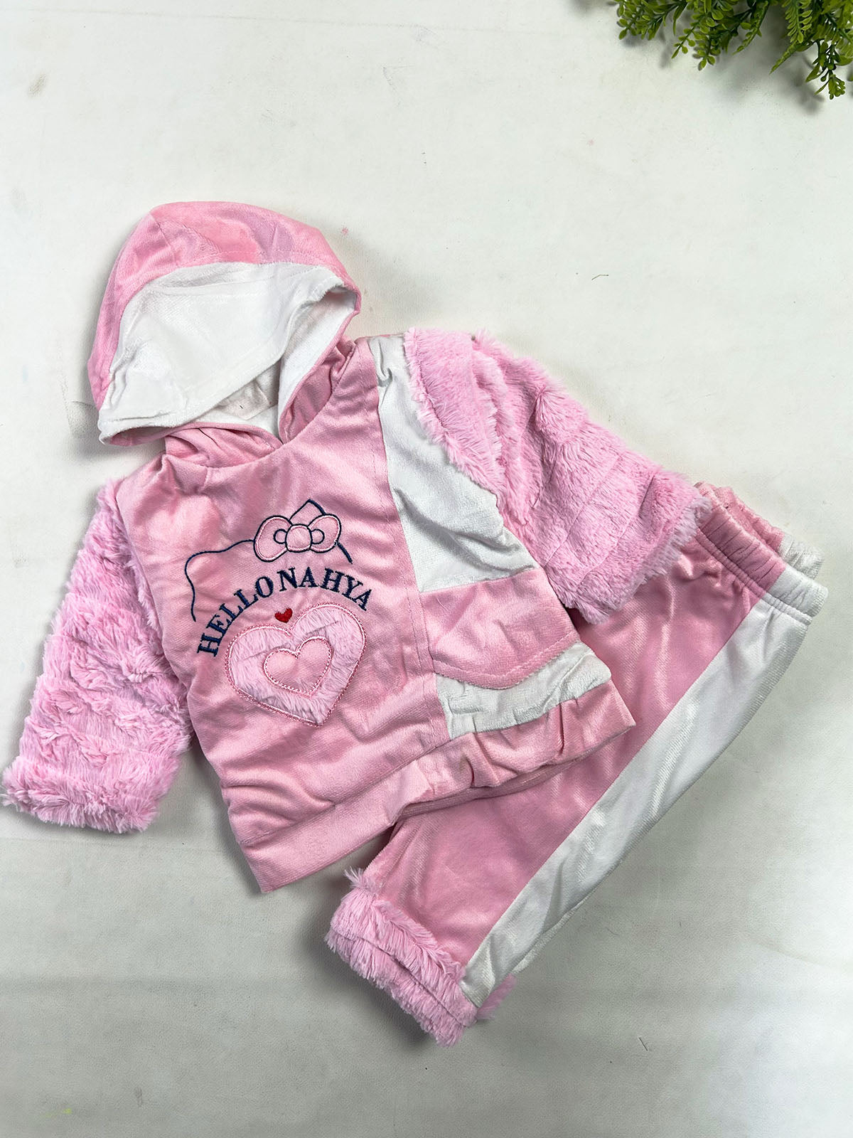 3Mth - 9Mth HN Pink Velvet Baby Suit For Newborn NBS862