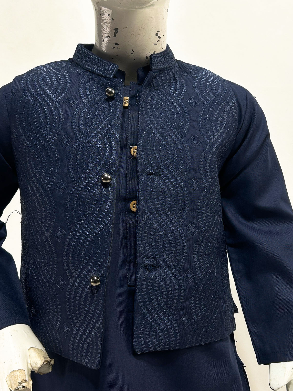 1Yr - 8Yrs Navy Blue Kurta Pajama with Waistcoat For Boys AM BKS230