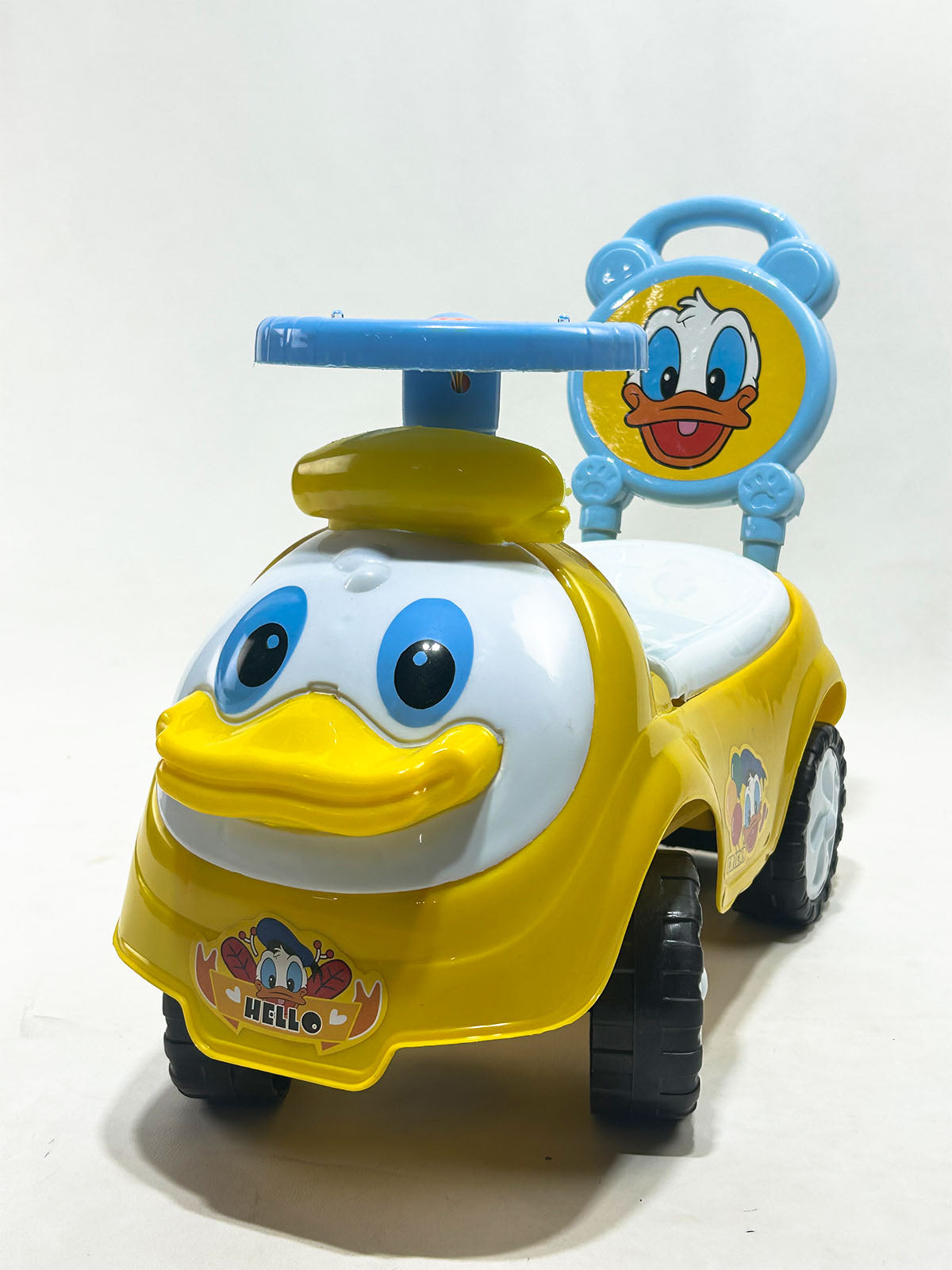 Cute Duck Design Kids Ride-On Push Car with Steering Wheel – Yellow & Blue