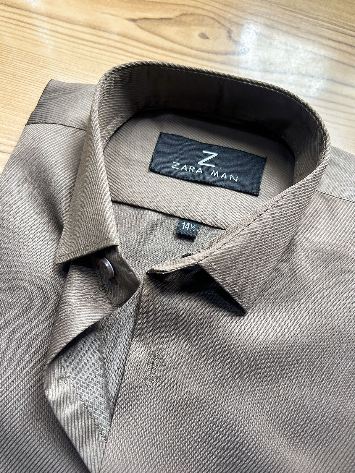MFS745 Brown Textured Formal Dress Shirt For Men