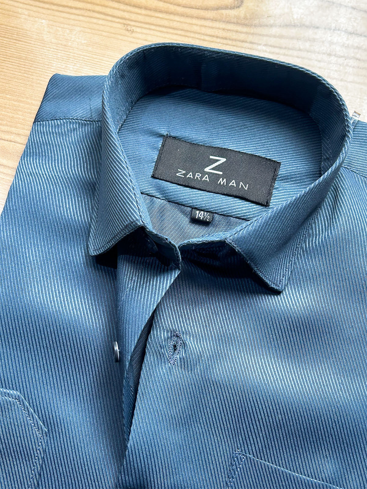MFS746 Steel Blue Textured Formal Dress Shirt For Men