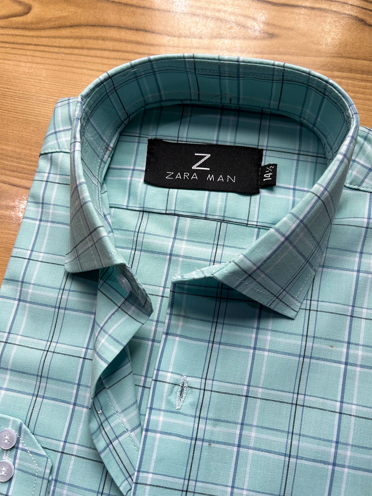 MFS740 Aqua Mint Checked Formal Dress Shirt For Men