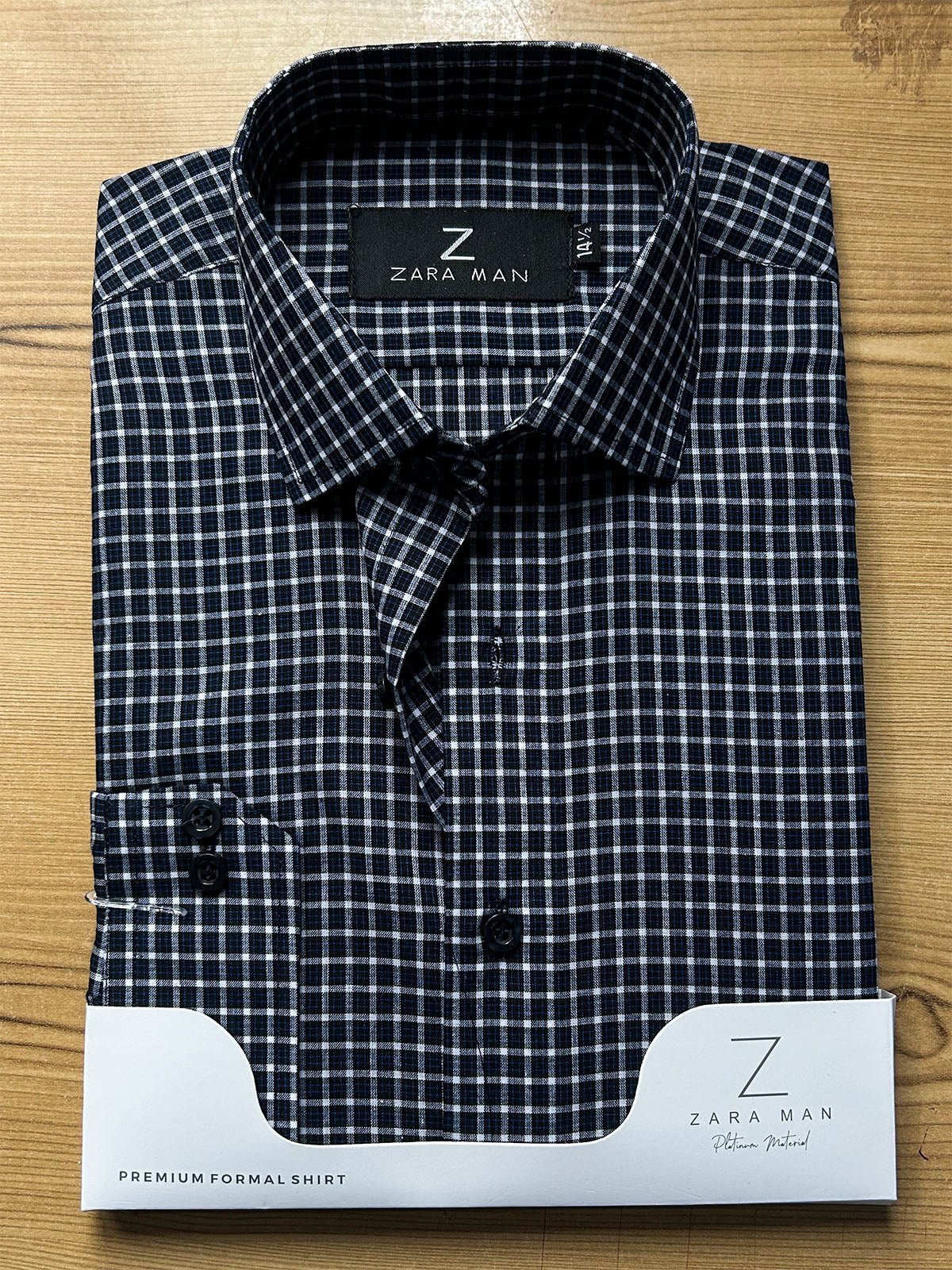 MFS741 Midnight Navy Checked Formal Dress Shirt For Men